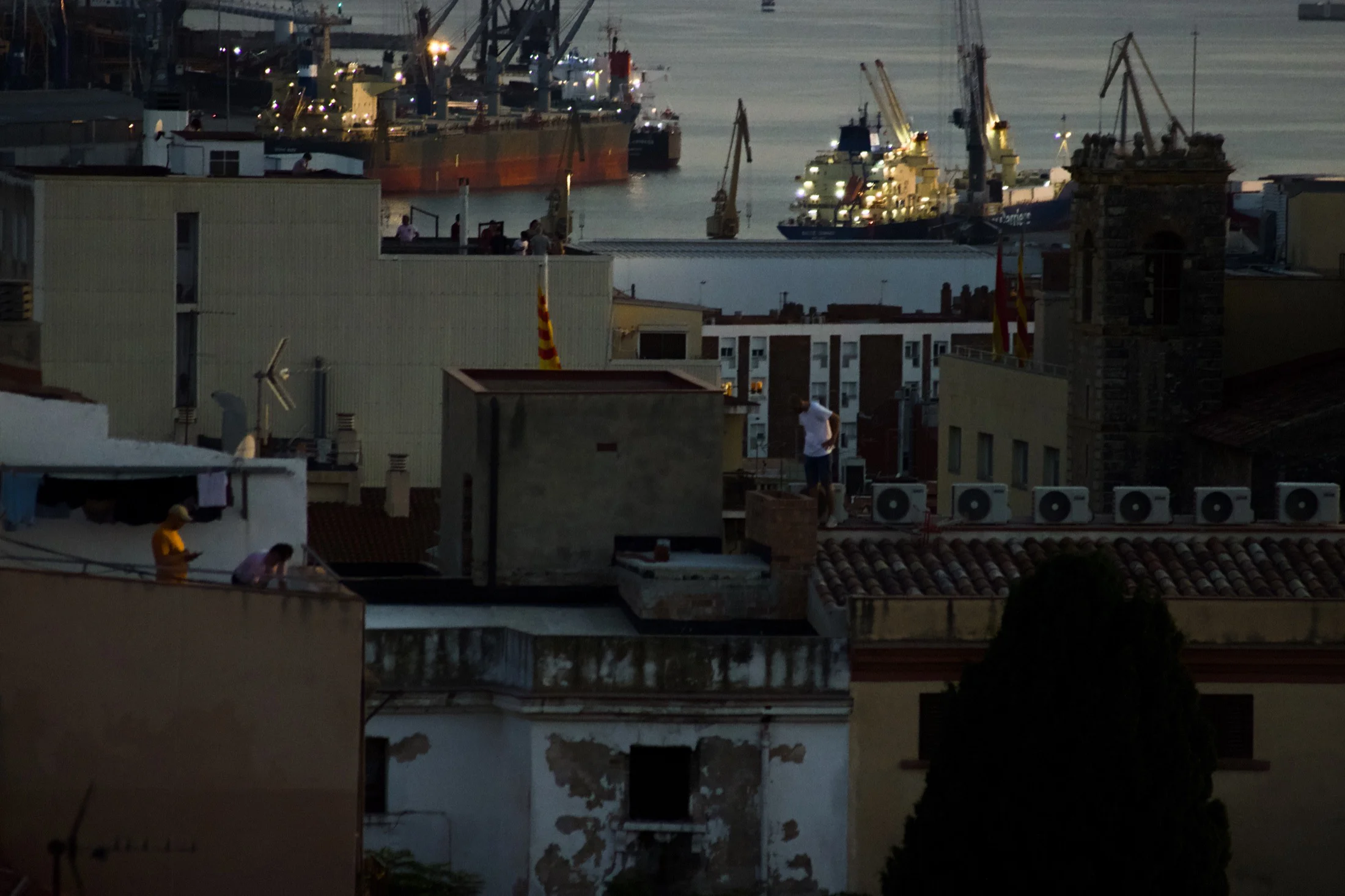 Tarragona cityscape under eclipse light