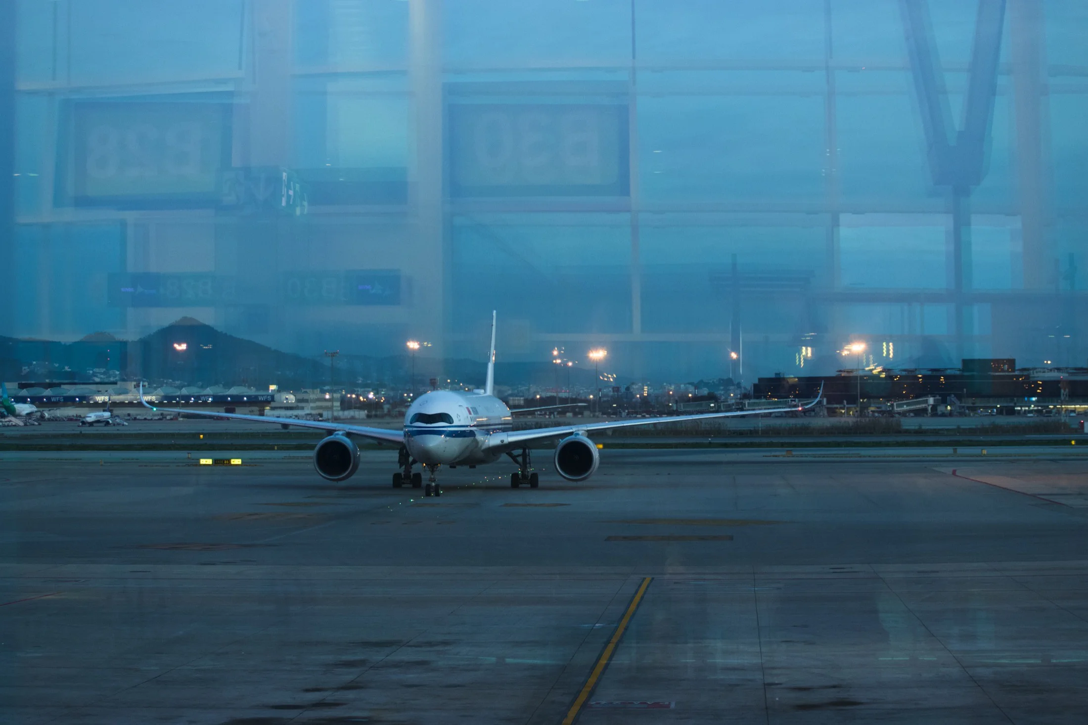 evening scene at the airport