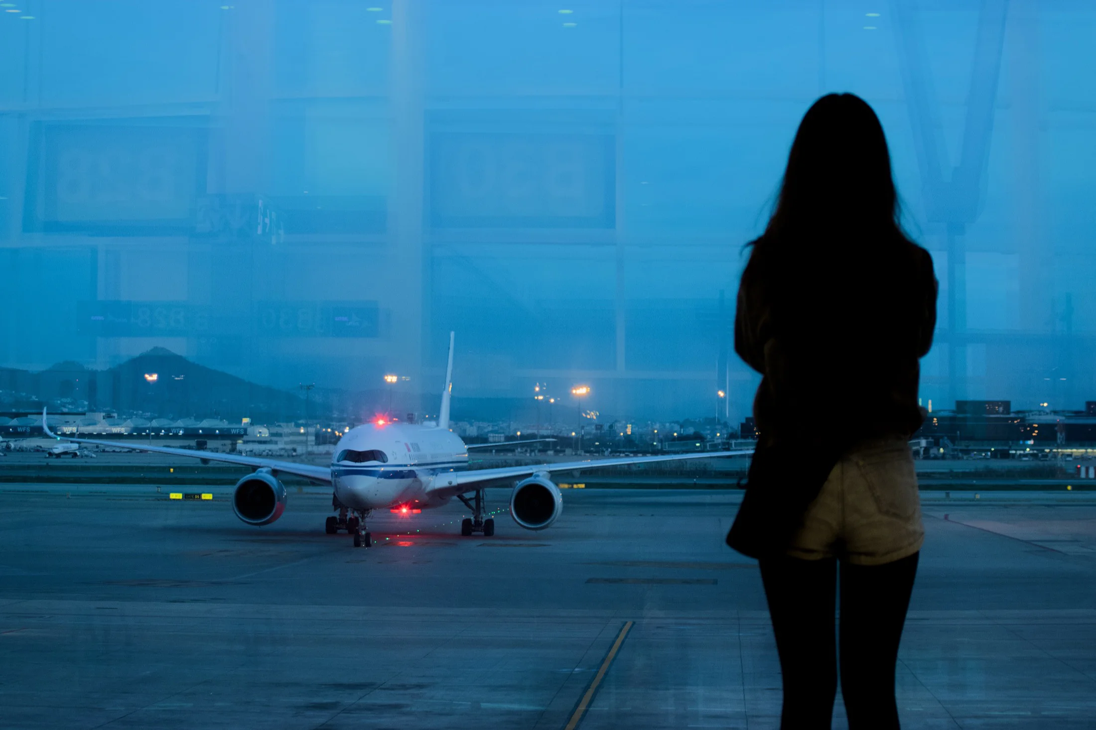 night view of the airport