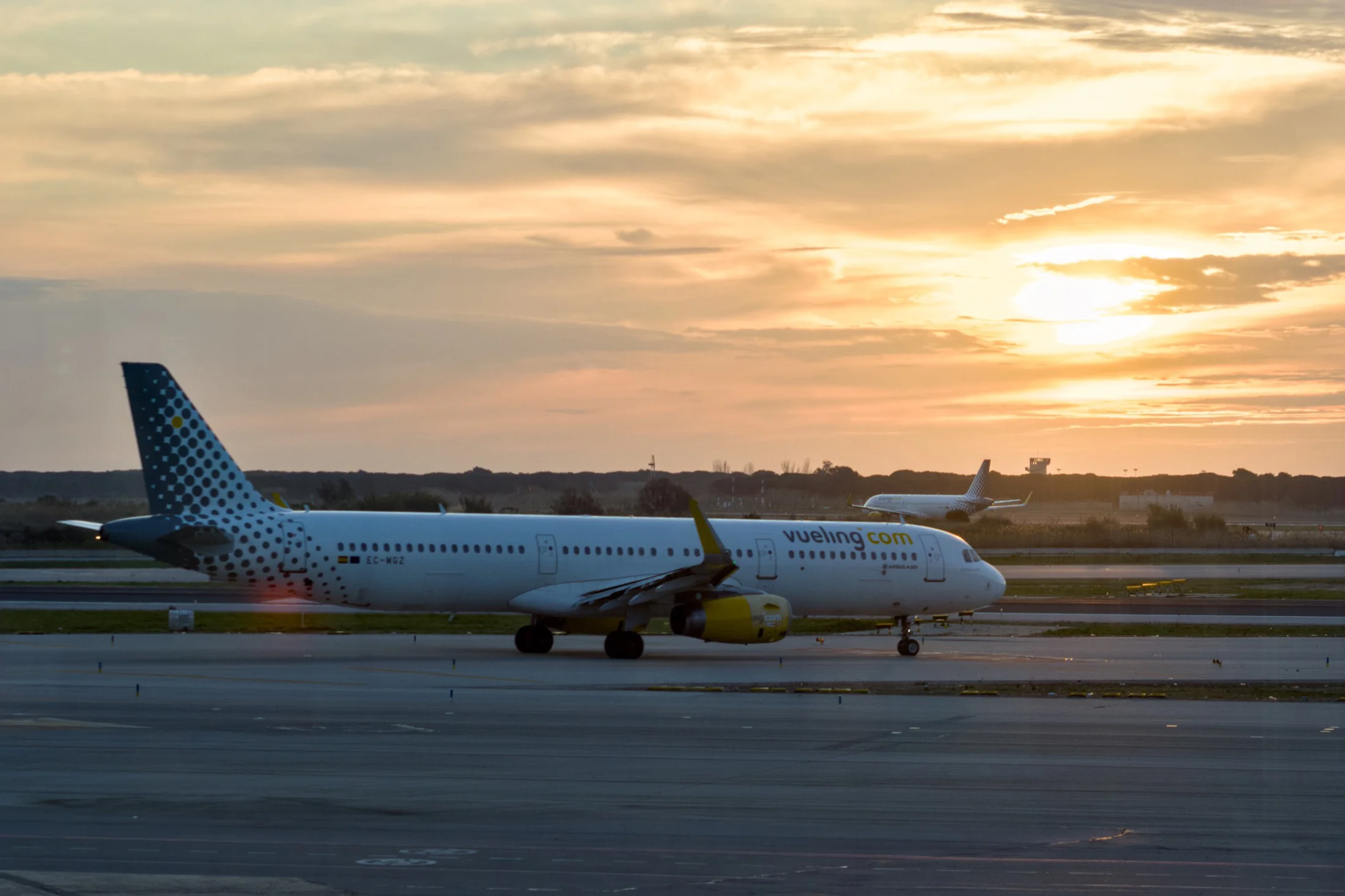 sunset over the airport horizon