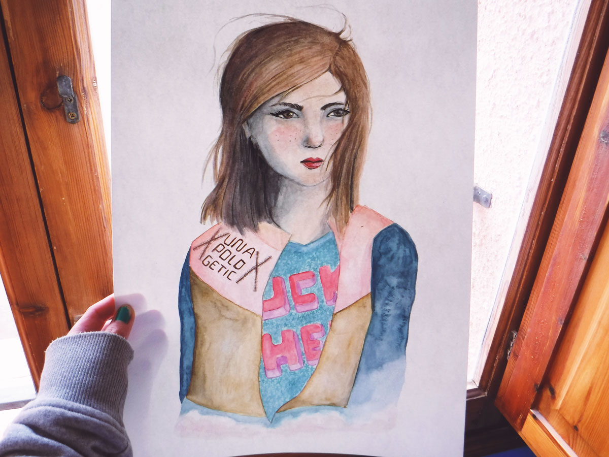 holding watercolour painting