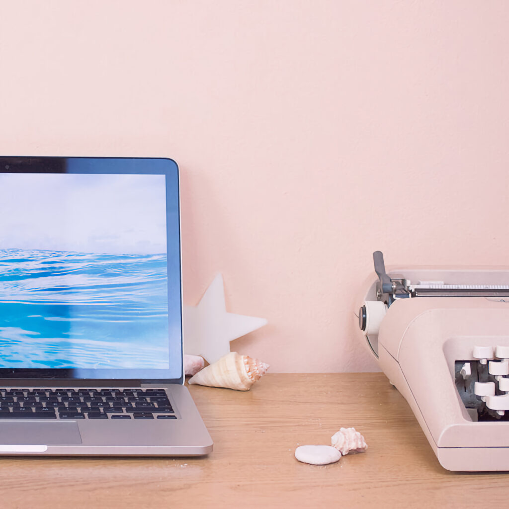 laptop and type-writer