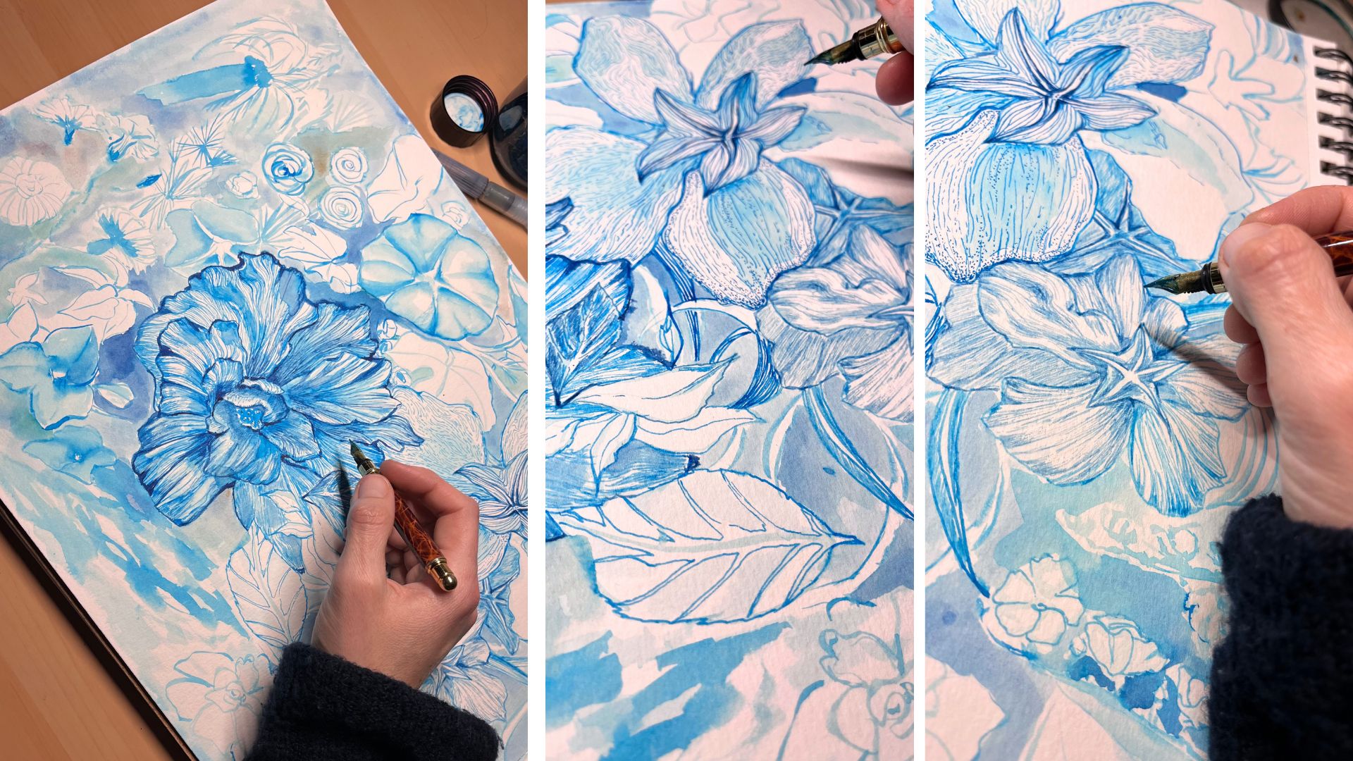 floral art botanical drawing ink