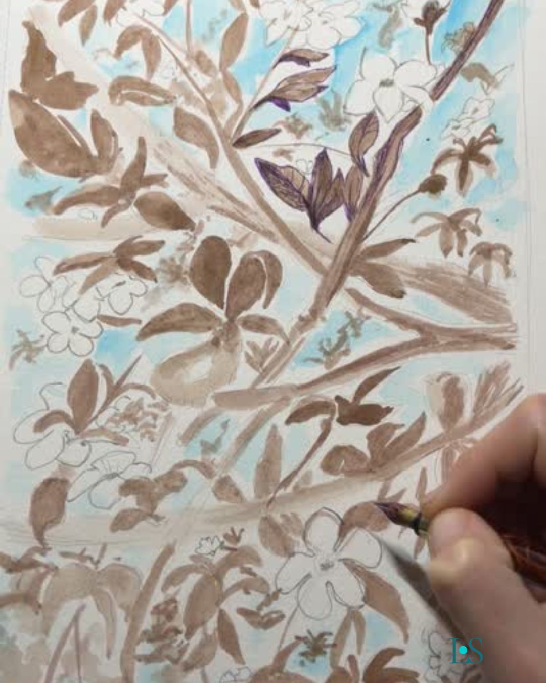 wip floral painting
