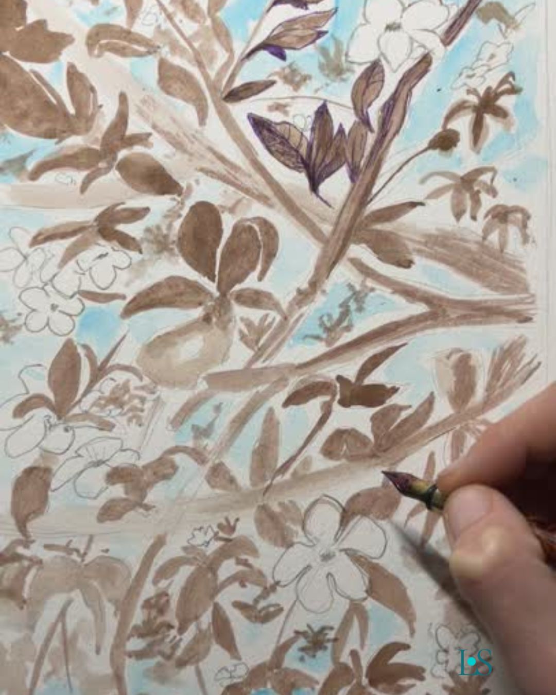 wip floral painting
