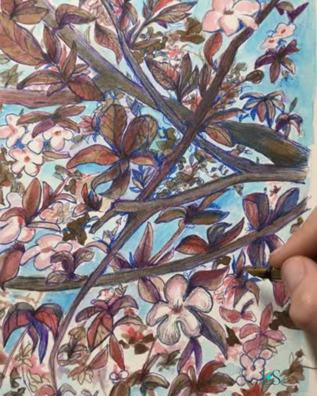 wip ink painting florals