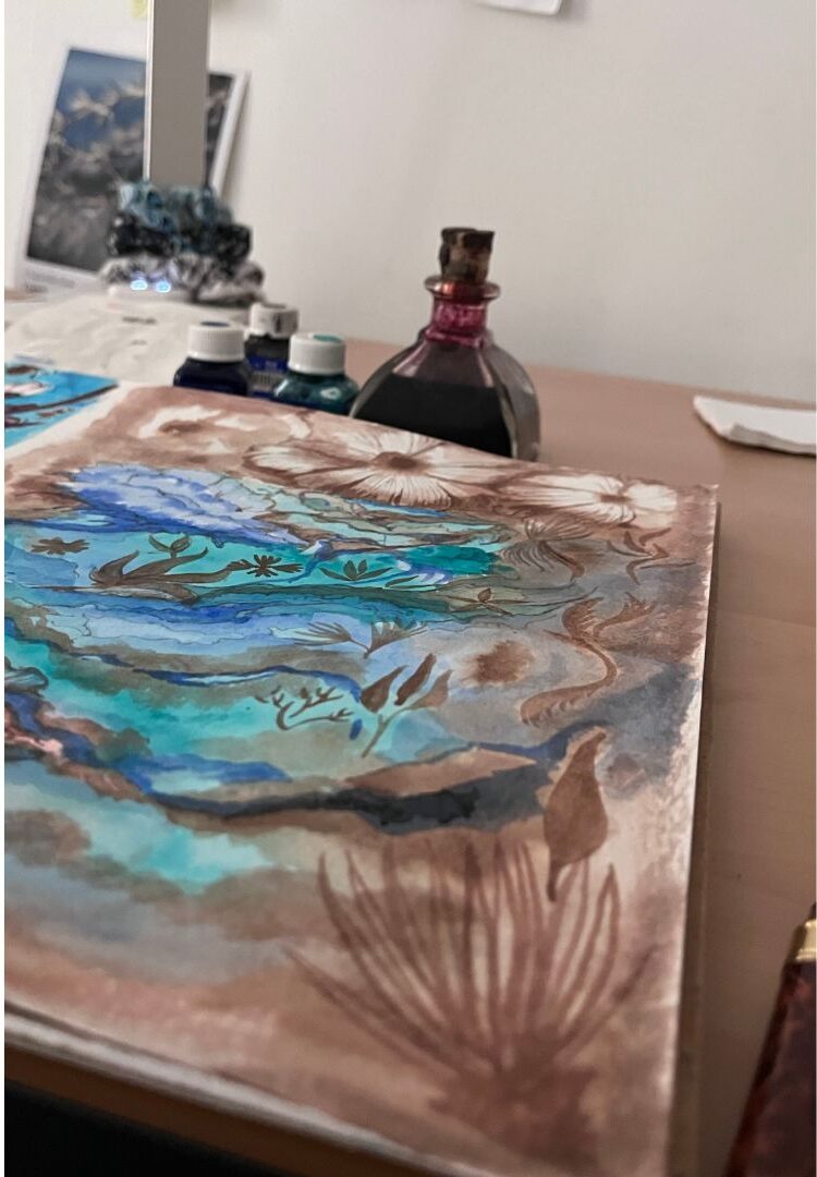 wip ink painting abstract florals